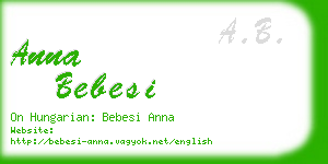 anna bebesi business card